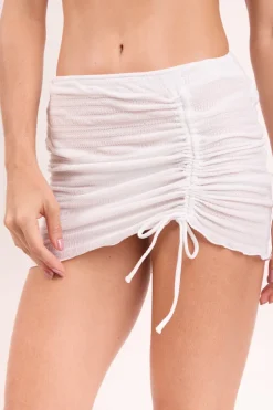 Memphis-White Mini Skirt Ruched