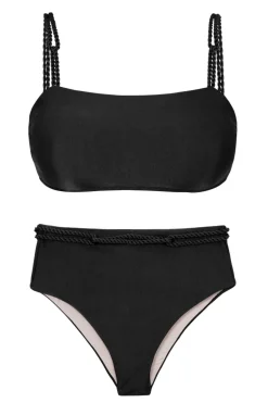 Set Shimmer-Black Bandeau-Reto Hotpants