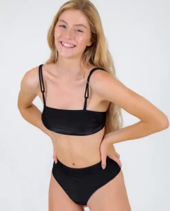 Set Shimmer-Black Bandeau-Reto Hotpants