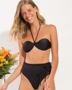 Set Shimmer-Black Twist Belted-High-Waist