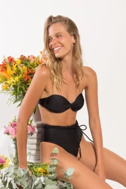 Set Shimmer-Black Twist Belted-High-Waist