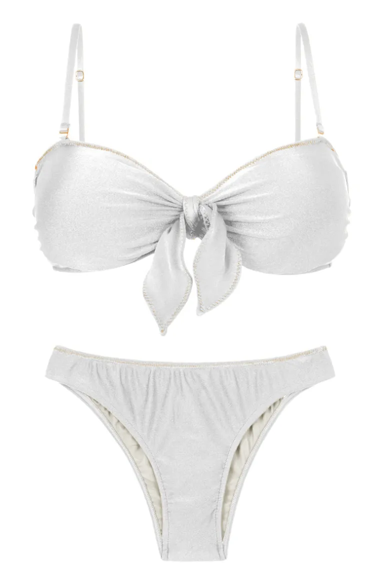 Set Shimmer-White Bandeau-Knot Essential