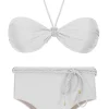 Set Shimmer-White Twist Belted-High-Waist