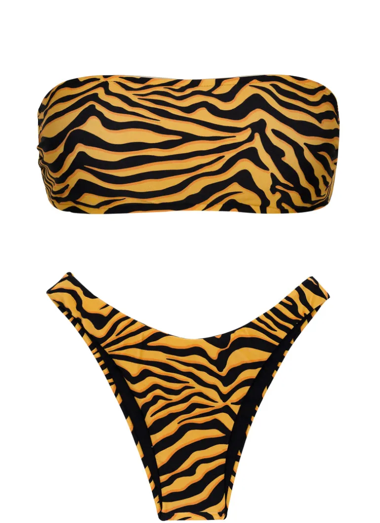 Set Wild-Orange Bandeau-Reto High-Leg