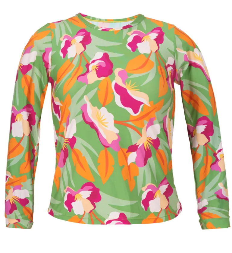 Top Green-Bloom Rash-Guard