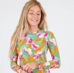 Top Green-Bloom Rash-Guard