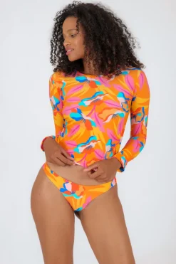 Top Orange-Bloom Rash-Guard