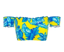Top Palmeira Azul Off Shoulder