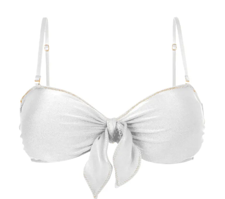 Top Shimmer-White Bandeau-Knot