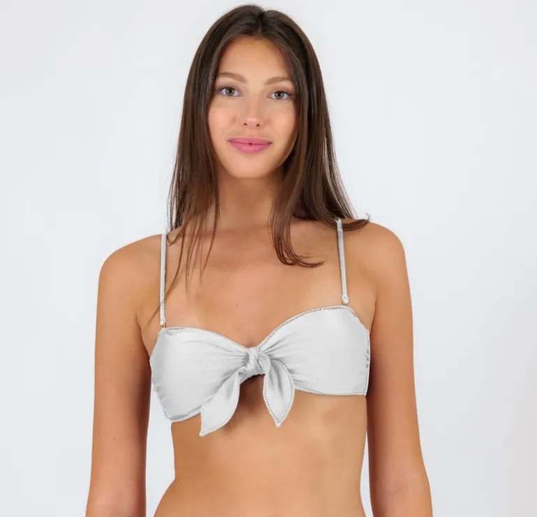 Top Shimmer-White Bandeau-Knot